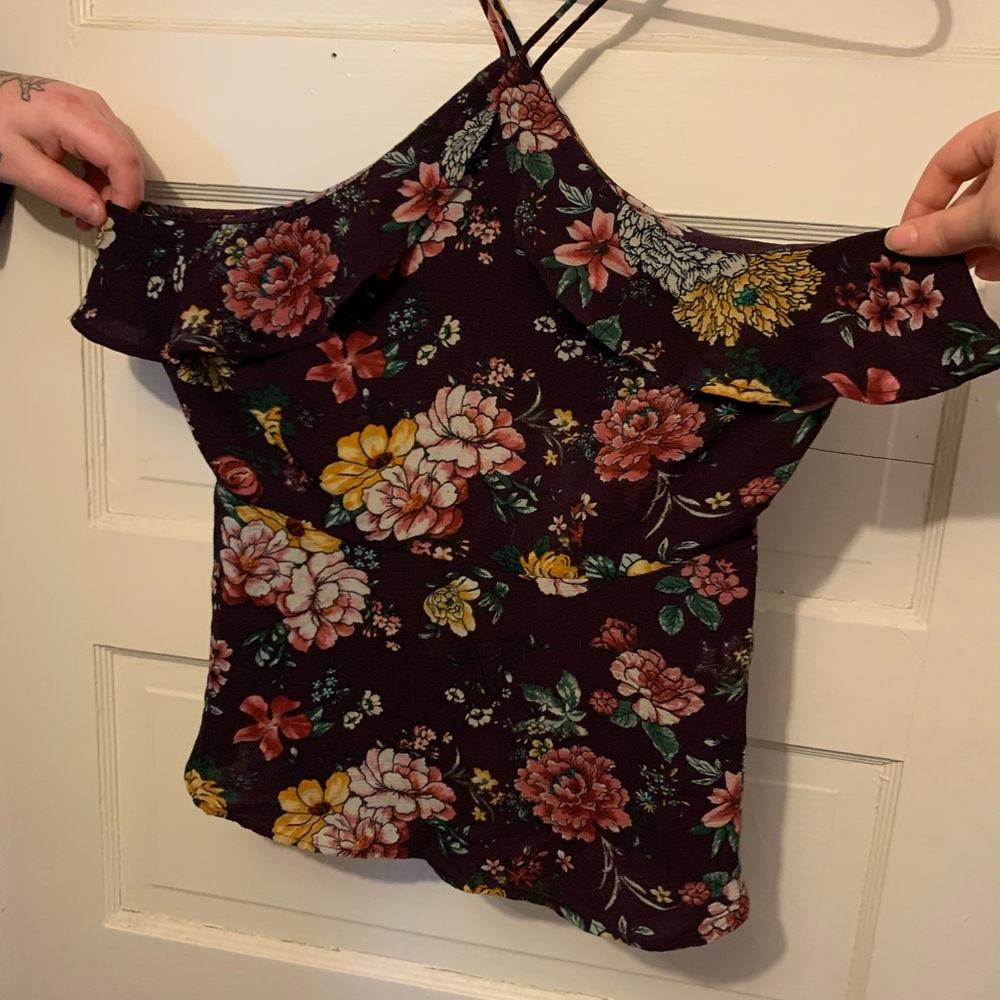 Strappy Ruffle Floral Spaghetti Strap Top